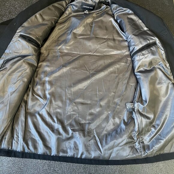 Men’s London Fog Wool Blend Black Pea Coat Sz M Jacket Academia Preppy Capsule - Picture 9 of 11